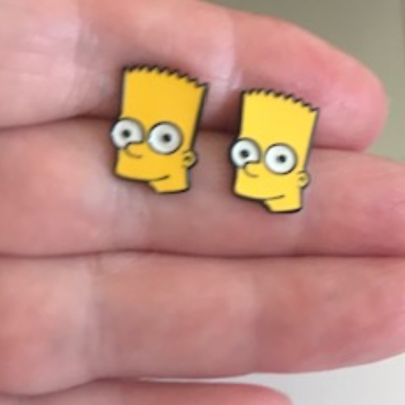 Yellow and Black Enamel and Metal Bart Simpson Earring Studs Item #336 - Picture 3 of 6